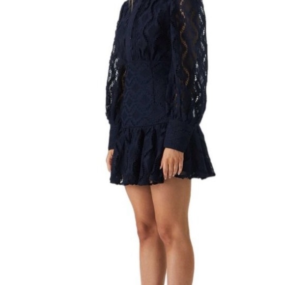 NWT Bardot Navy Remy Lace Cocktail Dress| Size Large - Picture 1 of 5